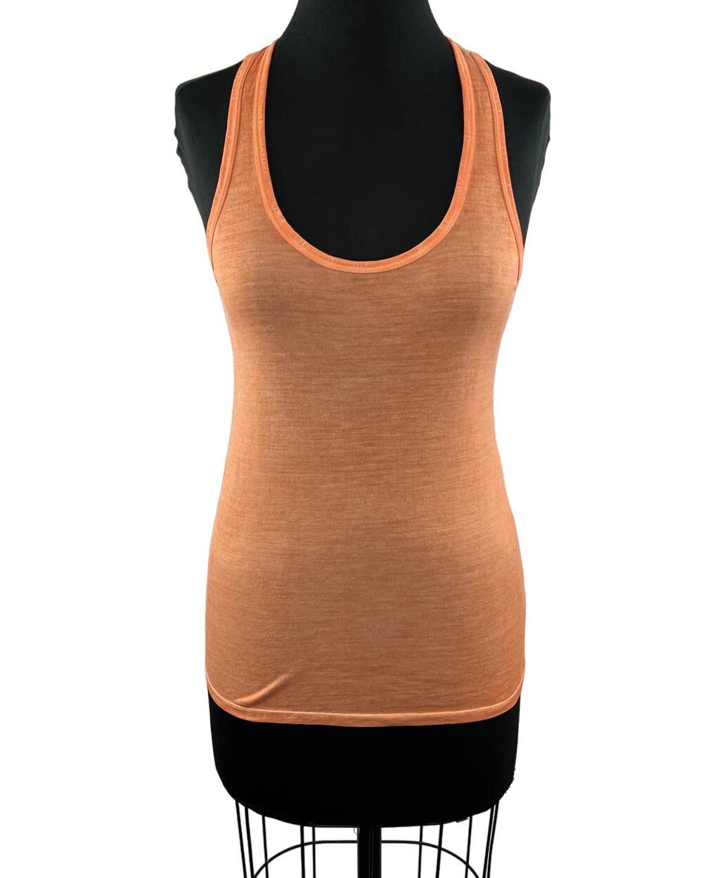 Majestic Filatures Paris Orange Silk Scoop Neck Racerback Tank Top Shirt 1 S